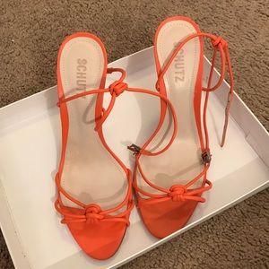 Schutz orange strappy heel